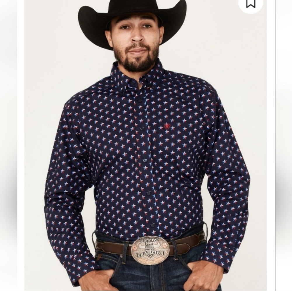 Ariat Patriotic Stars Button Down Shirt New